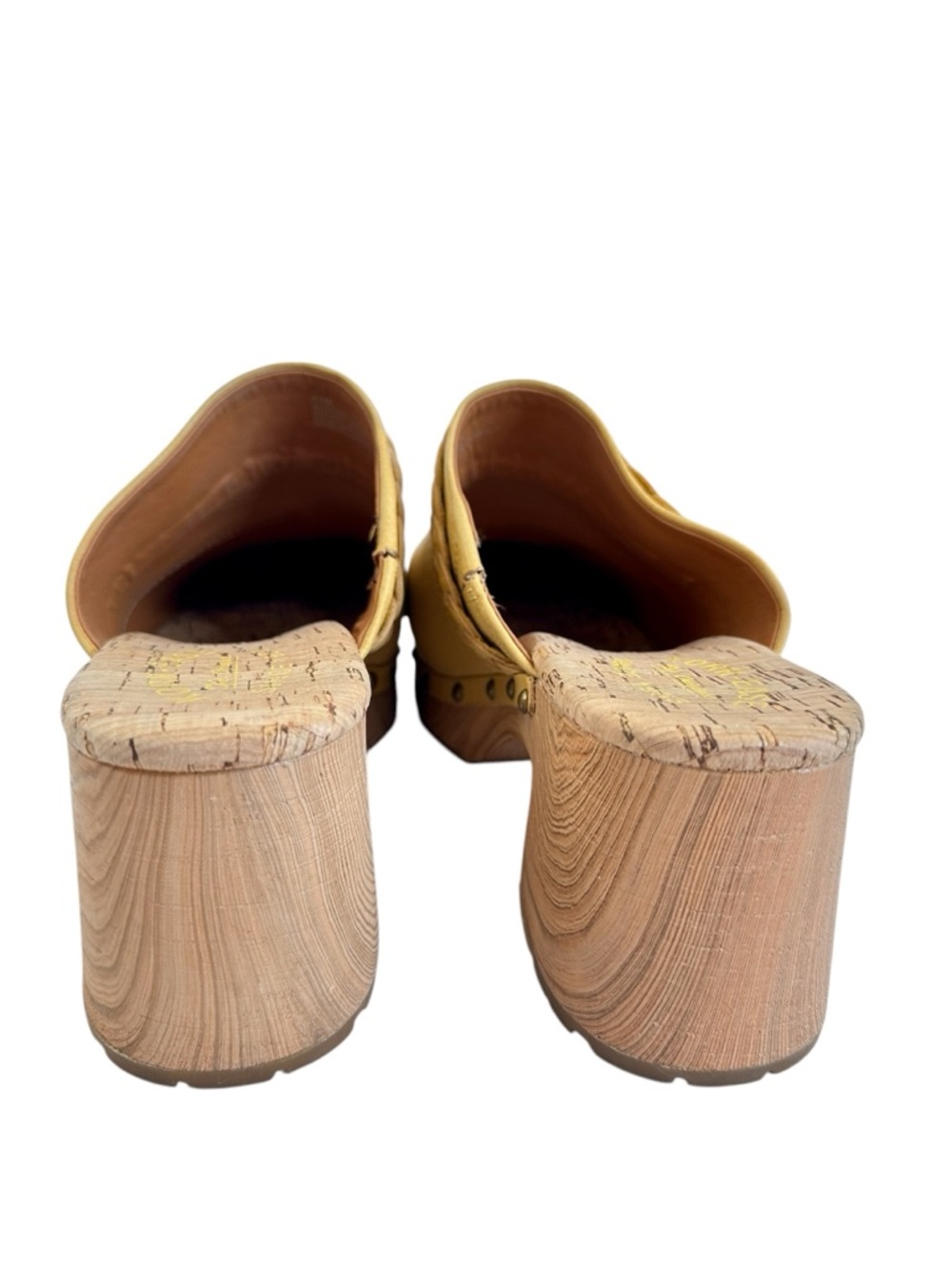 Kork-Ease Yellow Leather Braided Clog Mules - Picture 7 of 16